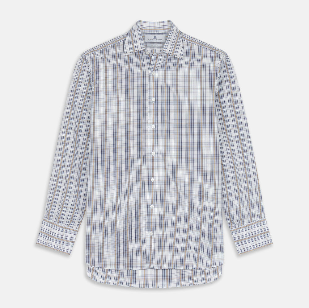 Tonal Beige Regular Fit Shirt with T&A Collar and 3-Button Cuffs