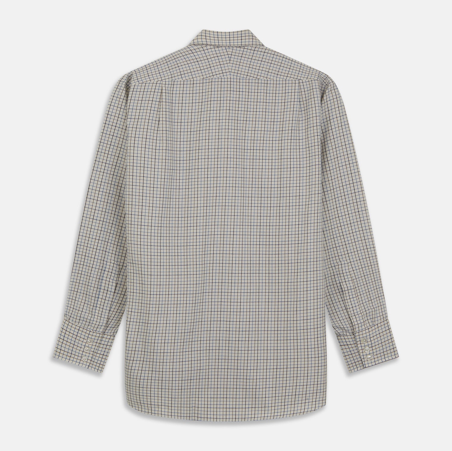View 4 of product Blue Multi Check Cotton-Cashmere Shirt with T&A Collar and 3-Button Cuffs