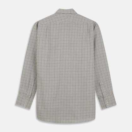 Blue Multi Check Cotton-Cashmere Shirt with T&A Collar and 3-Button Cuffs Image 3