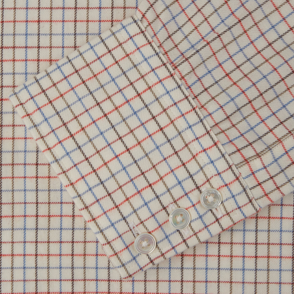 Pink Multi Check Cotton-Cashmere Shirt with T&A Collar and 3-Button Cuffs