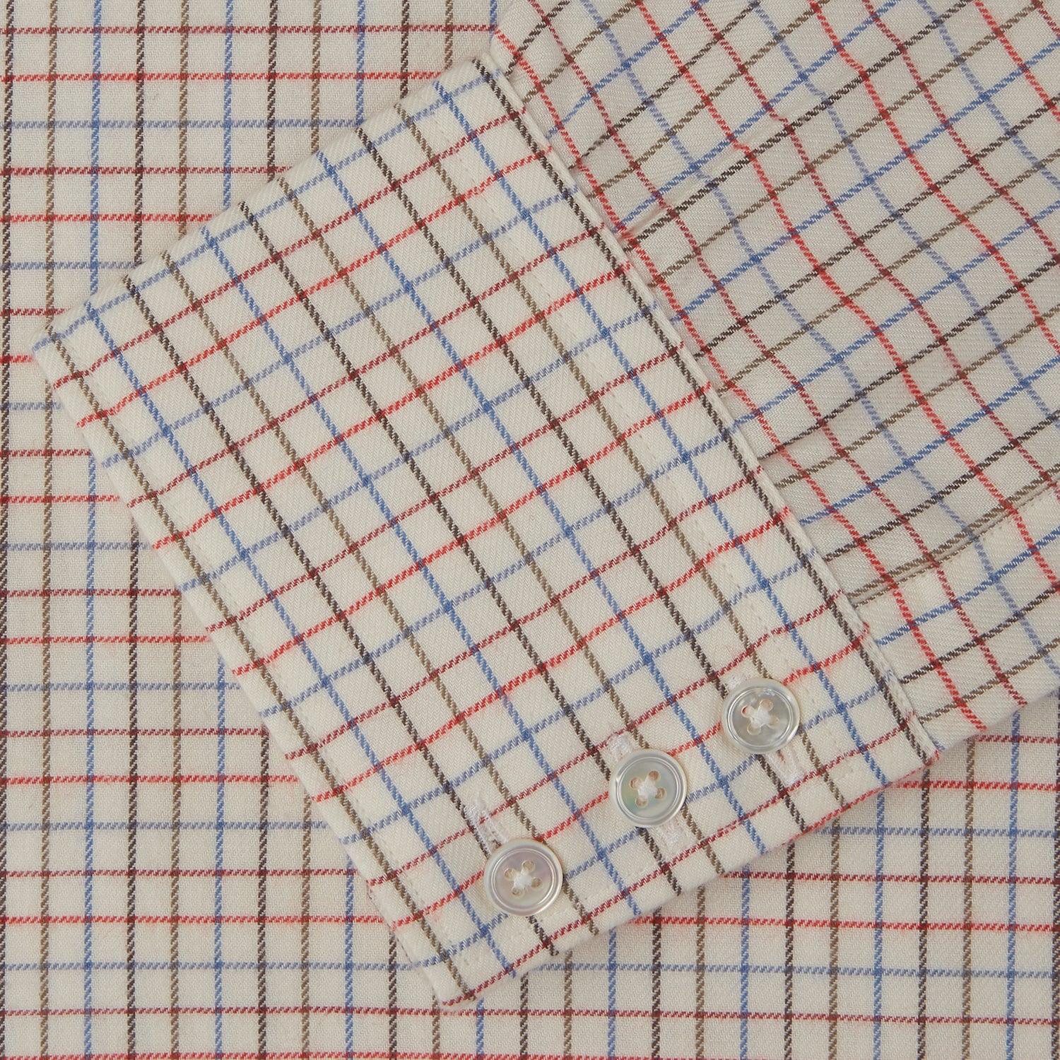 View 3 of product Pink Multi Check Cotton-Cashmere Shirt with T&A Collar and 3-Button Cuffs