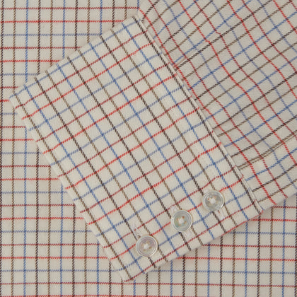 Pink Multi Check Cotton-Cashmere Shirt with T&A Collar and 3-Button Cuffs Image 2