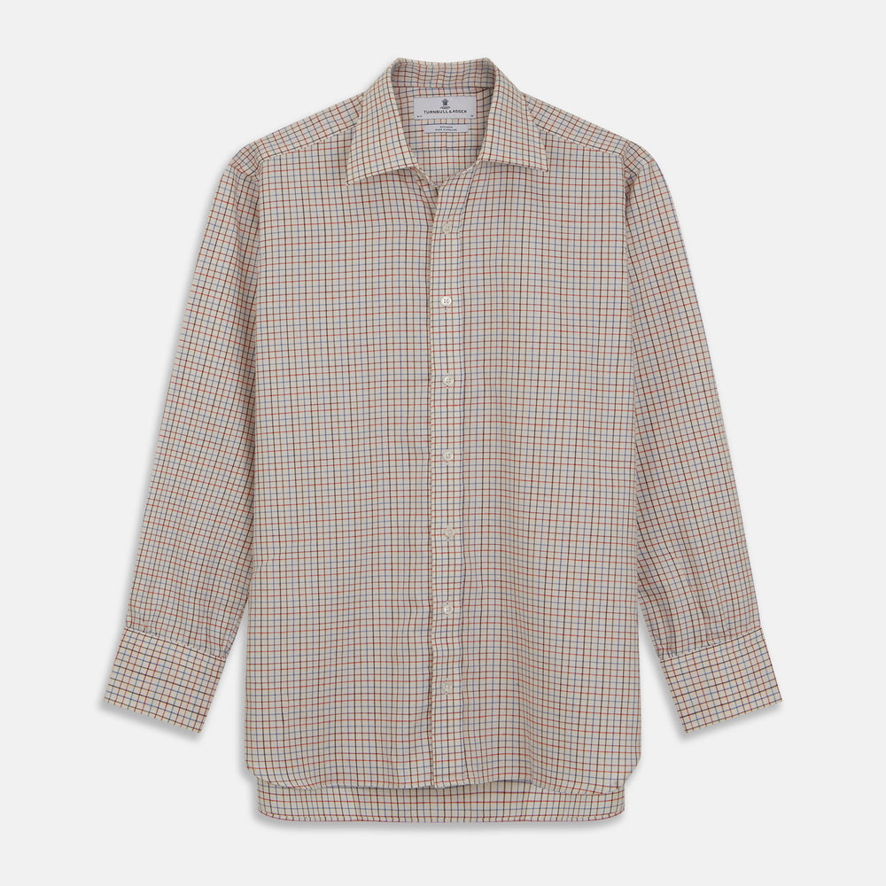 Pink Multi Check Cotton-Cashmere Shirt with T&A Collar and 3-Button Cuffs