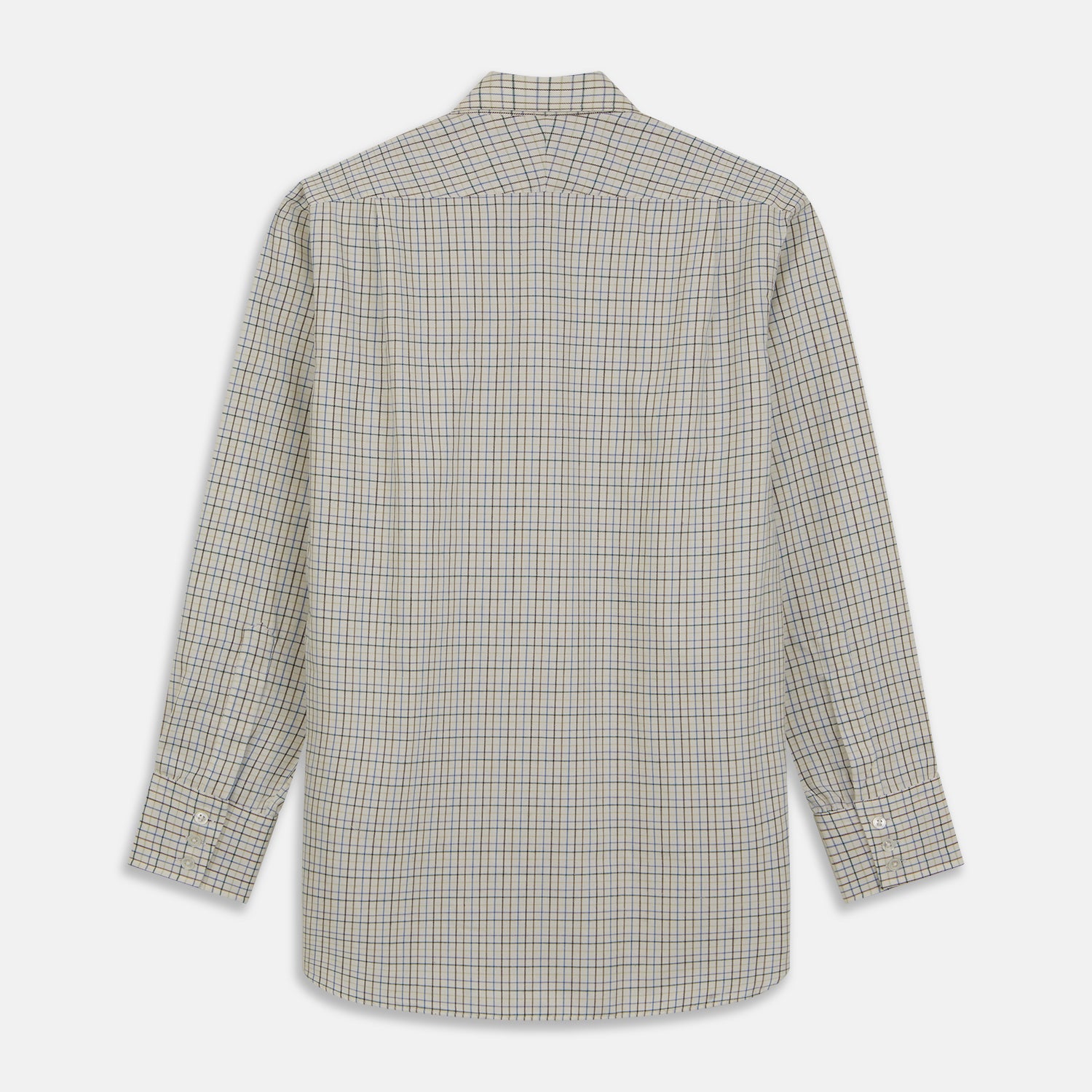 View 6 of product Green Multi Check Cotton-Cashmere Shirt with T&A Collar and 3-Button Cuffs