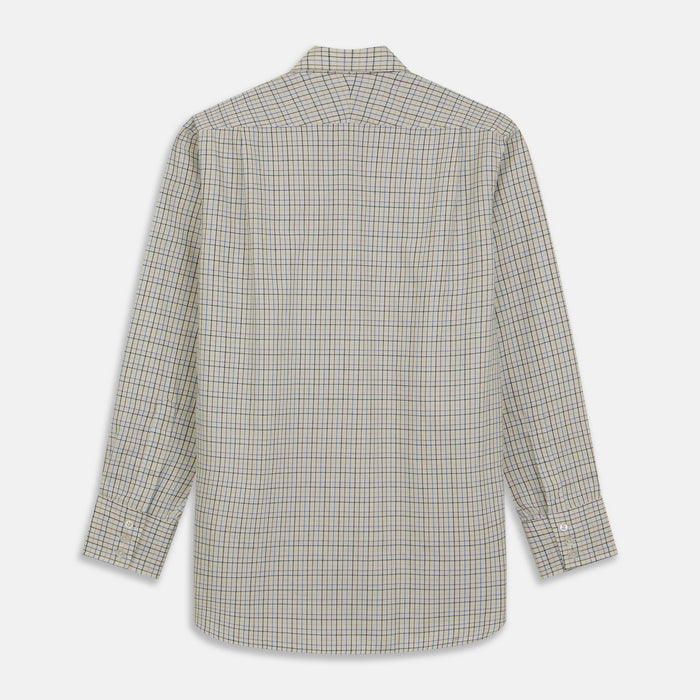Green Multi Check Cotton-Cashmere Shirt with T&A Collar and 3-Button Cuffs Image 5