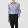 Navy Check Shirt with T&A Collar and 3-Button Cuffs