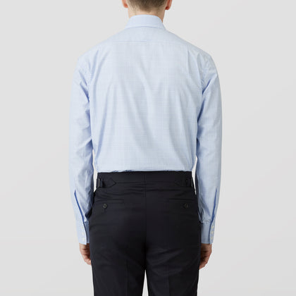 Pale Blue Check Shirt with T&A Collar and 3-Button Cuffs Image 2