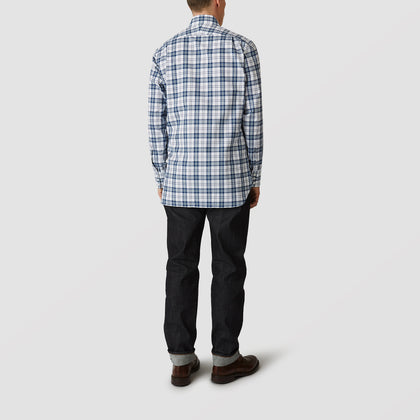 Blue Check Shirt with T&A Collar and 3-Button Cuffs Image 2