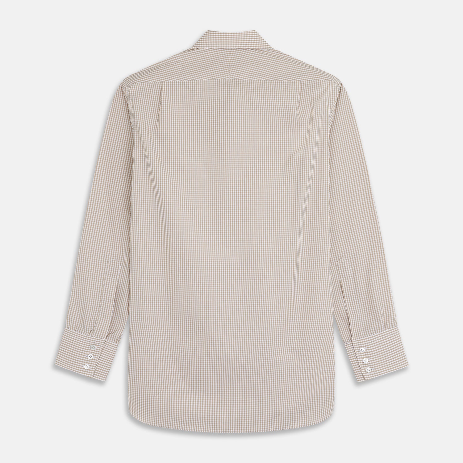 View 5 of product Sand Gingham Check Regular Fit Shirt with T&A Collar and 3-Button Cuffs