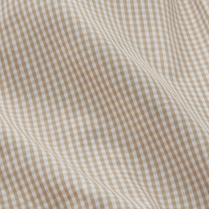 Sand Gingham Check Regular Fit Shirt with T&A Collar and 3-Button Cuffs Image 3