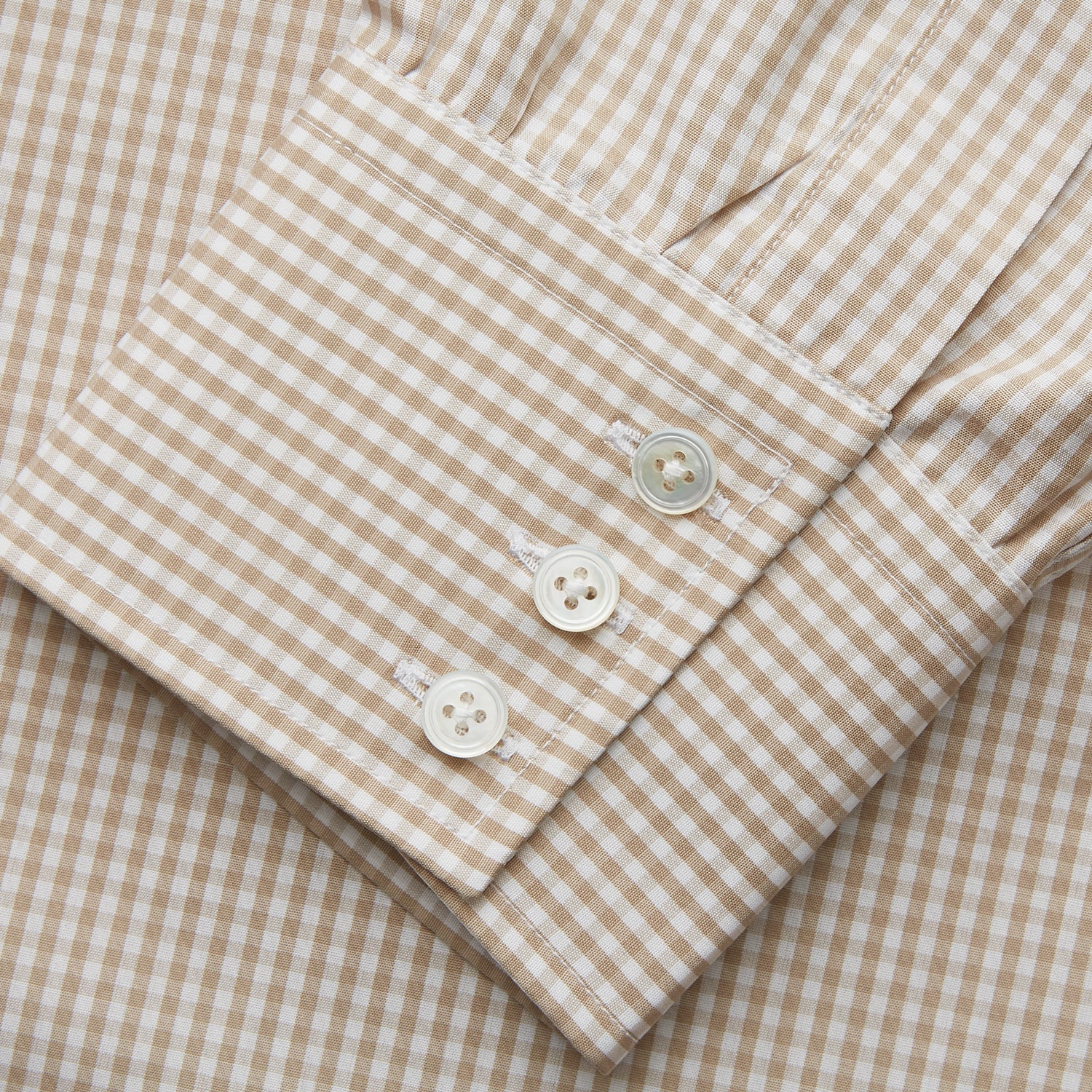 View 3 of product Sand Gingham Check Regular Fit Shirt with T&A Collar and 3-Button Cuffs