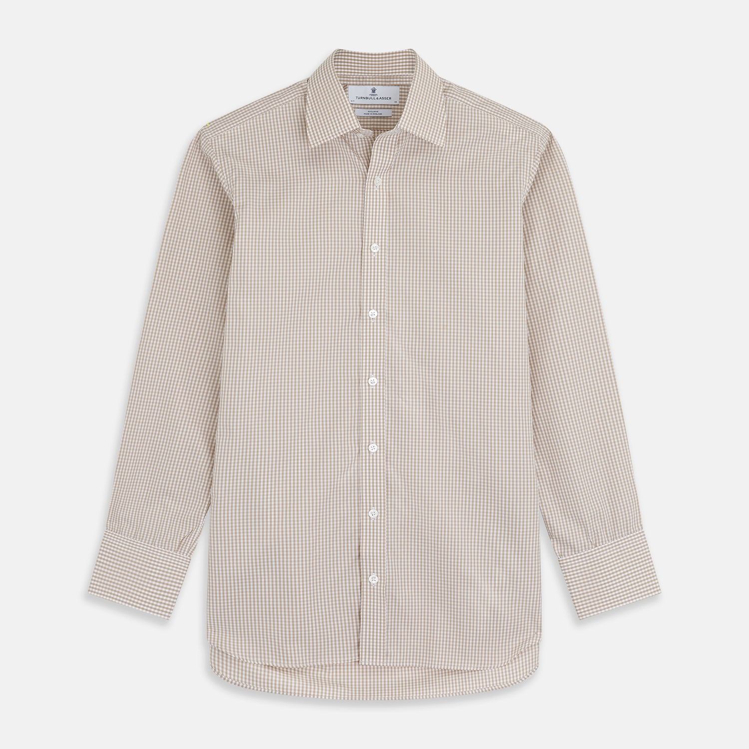 View 1 of product Sand Gingham Check Regular Fit Shirt with T&A Collar and 3-Button Cuffs