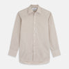 Sand Gingham Check Regular Fit Shirt with T&A Collar and 3-Button Cuffs