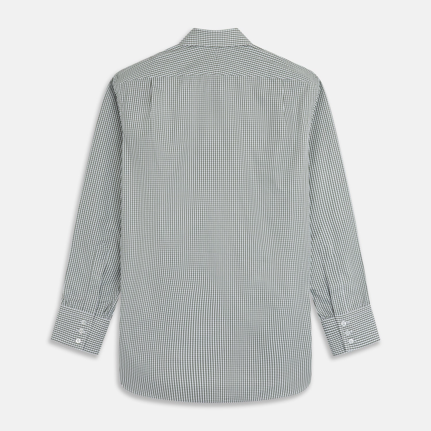 View 5 of product Green Gingham Check Regular Fit Shirt with T&A Collar and 3-Button Cuffs