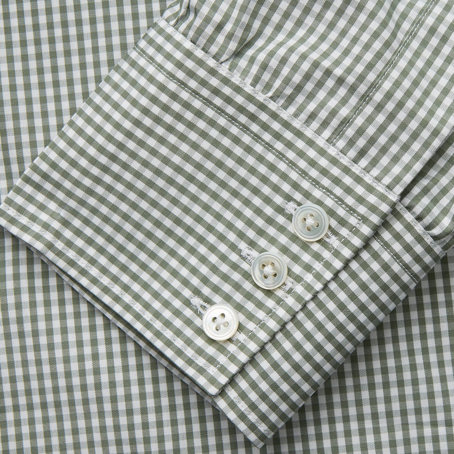 View 3 of product Green Gingham Check Regular Fit Shirt with T&A Collar and 3-Button Cuffs