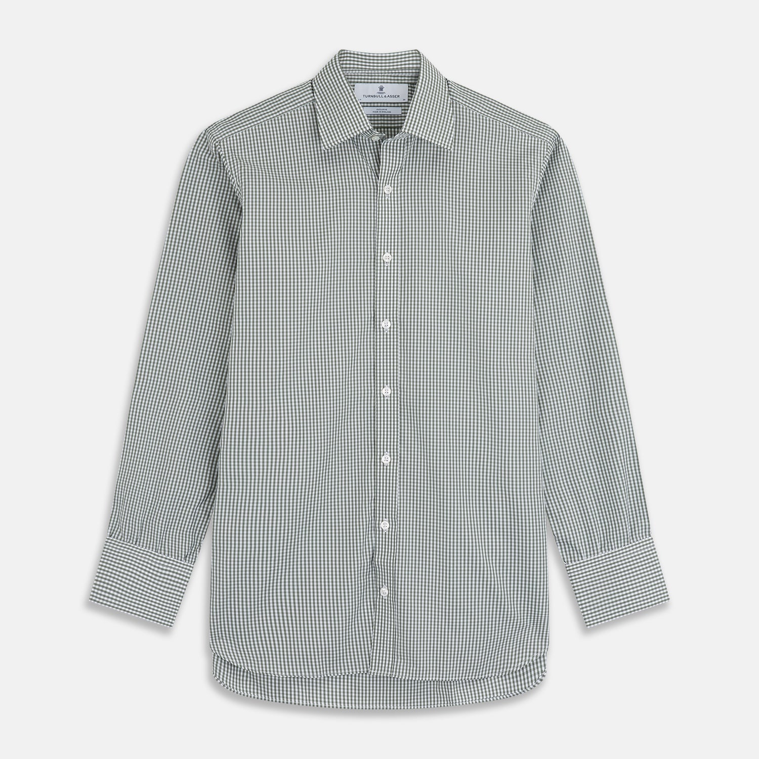 View 1 of product Green Gingham Check Regular Fit Shirt with T&A Collar and 3-Button Cuffs