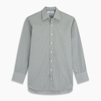 Green Gingham Check Regular Fit Shirt with T&A Collar and 3-Button Cuffs Image 5