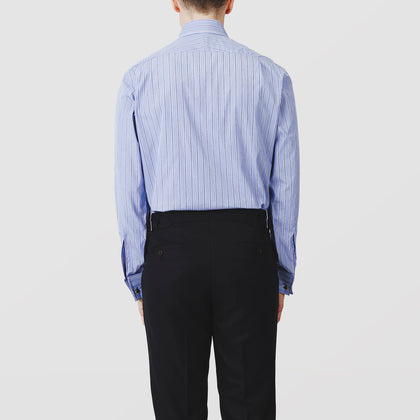 Blue Stripe Regular Fit Shirt With T&A Collar and Square Double Cuffs Image 2