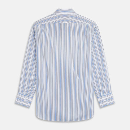 Blue Multi Stripe Regular Fit Shirt with T&A Collar & 3 Button Cuffs Image 4