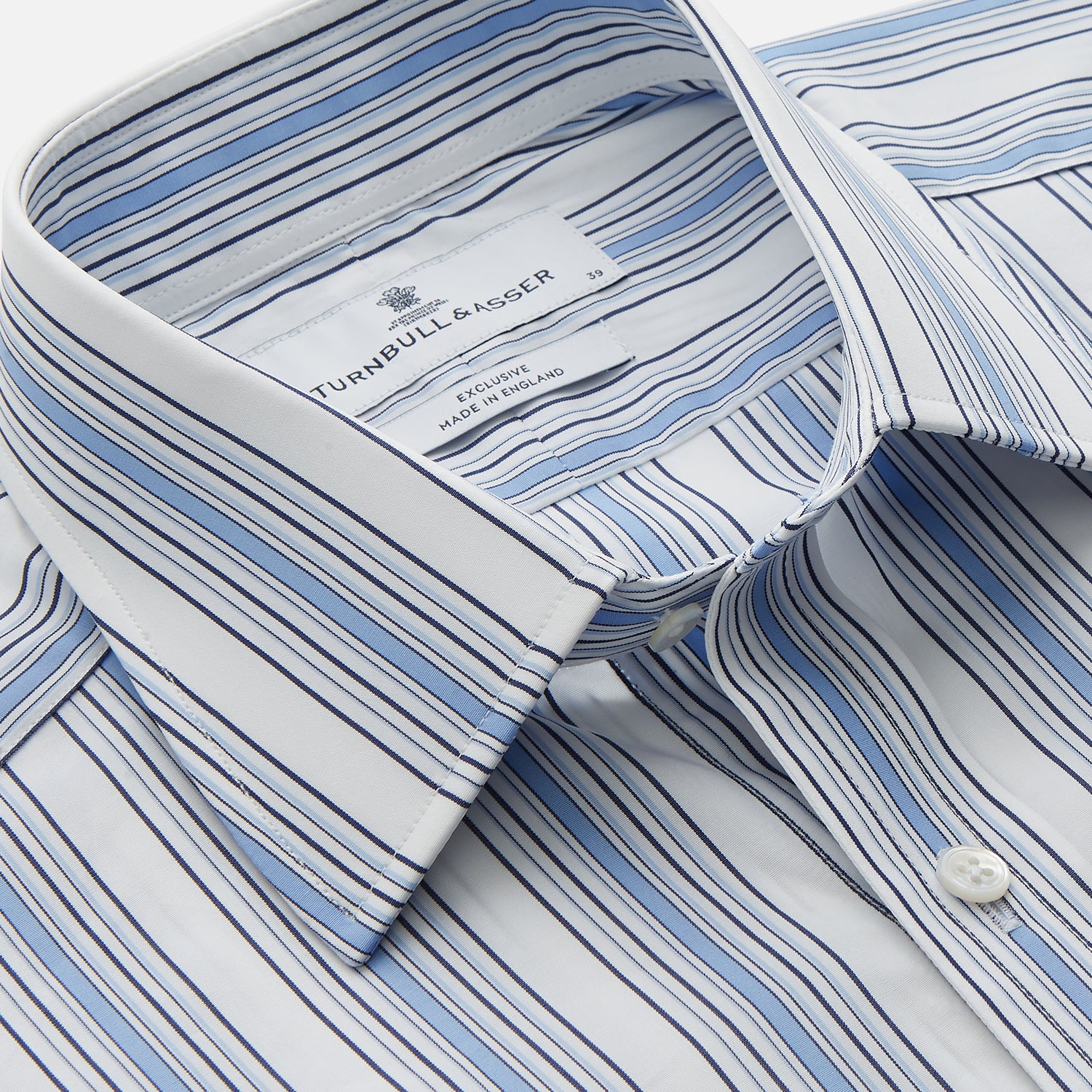 View 2 of product Blue Multi Stripe Regular Fit Shirt with T&A Collar & 3 Button Cuffs