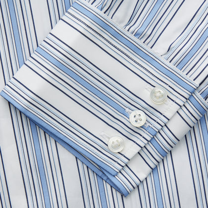 Blue Multi Stripe Regular Fit Shirt with T&A Collar & 3 Button Cuffs Image 2