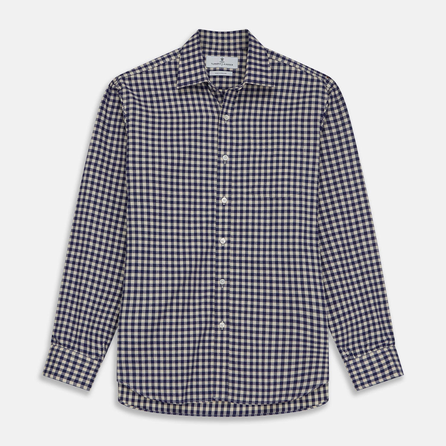 Blue Check Weekend Fit Shirt with Derby Collar and 1-Button Cuffs