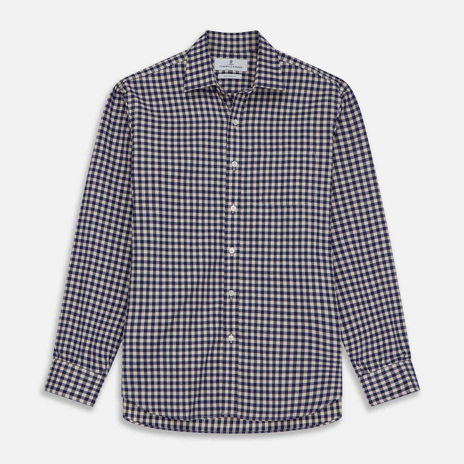 View 1 of product Blue Check Weekend Fit Shirt with Derby Collar and 1-Button Cuffs