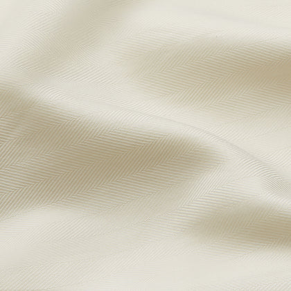 Cream Herringbone Fine Cotton Weekend Officer Fit Shirt with Dorset Collar Image 3