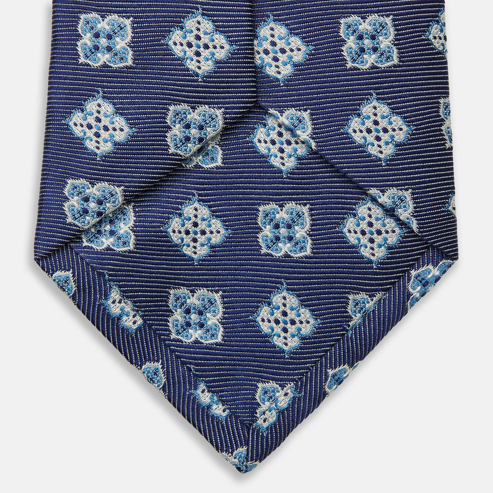Blue Geometric Jacquard Tie