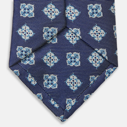 Blue Geometric Jacquard Tie Image 3