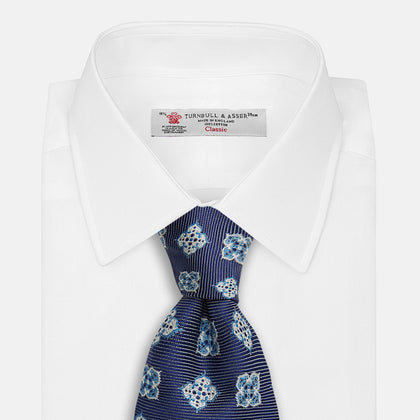 Blue Geometric Jacquard Tie Image 1