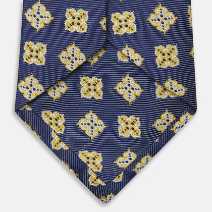 Yellow Geometric Jacquard Tie Image 3