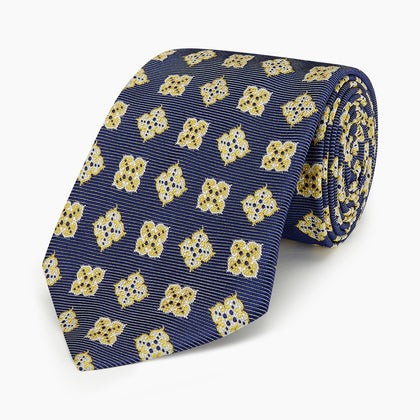 Yellow Geometric Jacquard Tie Image 4