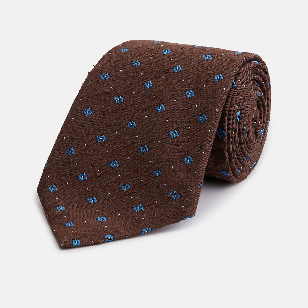 Brown Square Silk Tie
