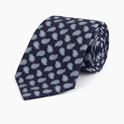 Blue Abstract Paisley Silk Tie Image 4