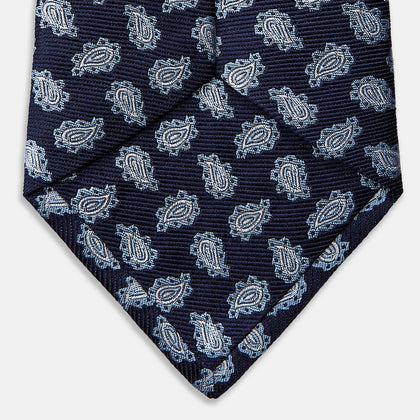 Blue Abstract Paisley Silk Tie Image 3