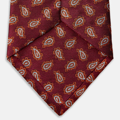 Red Abstract Paisley Silk Tie Image 3