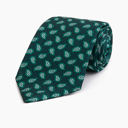 Green Abstract Paisley Silk Tie Image 4