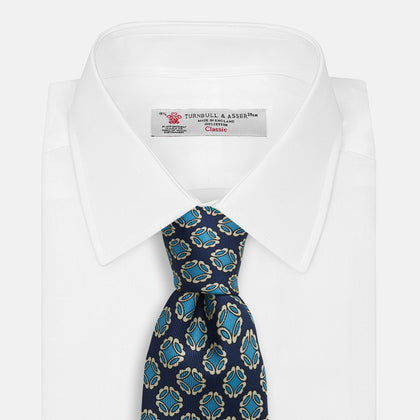 Navy Floral Geometric Tie Image 1