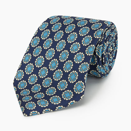Navy Floral Geometric Tie Image 4