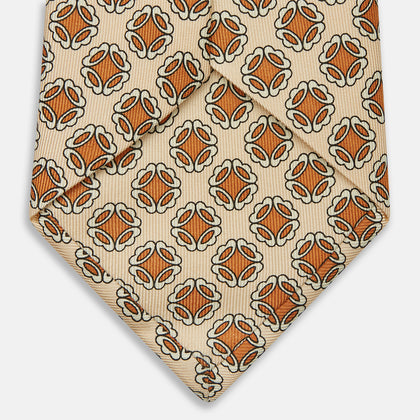 Cream Floral Geometric Tie Image 3