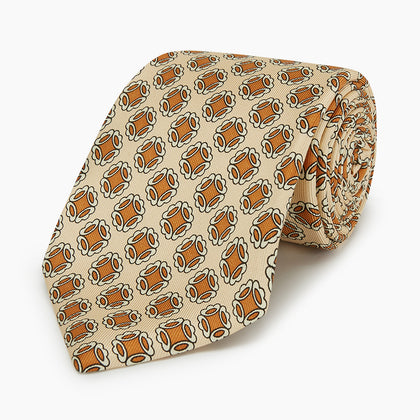 Cream Floral Geometric Tie Image 4