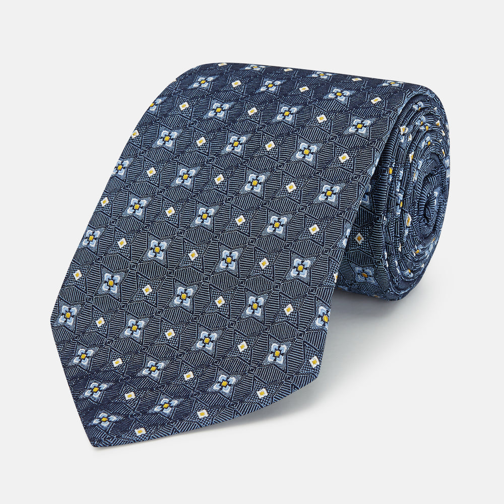 Cobalt Floral Emblem Tie