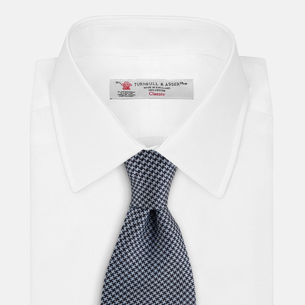 Blue Houndstooth Silk Tie