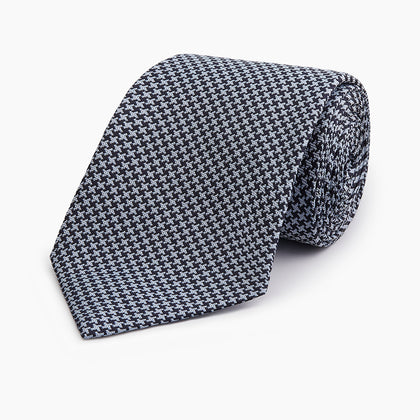 Blue Houndstooth Silk Tie Image 4