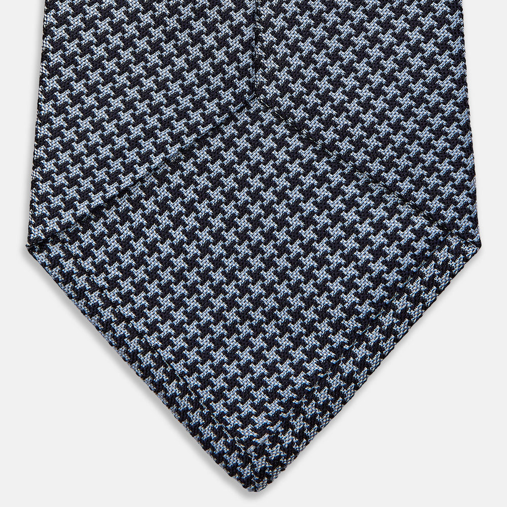 Blue Houndstooth Silk Tie