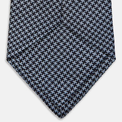 Blue Houndstooth Silk Tie Image 3