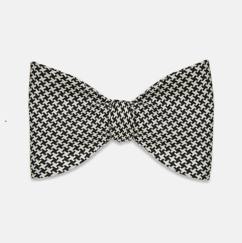 Fine Puppytooth Monochrome Silk Bow Tie