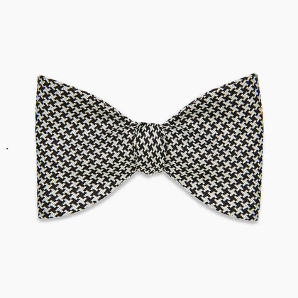 Fine Puppytooth Monochrome Silk Bow Tie Image 3