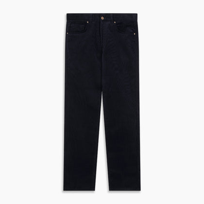 Navy Twill Cotton Five Pocket Trousers Image 3